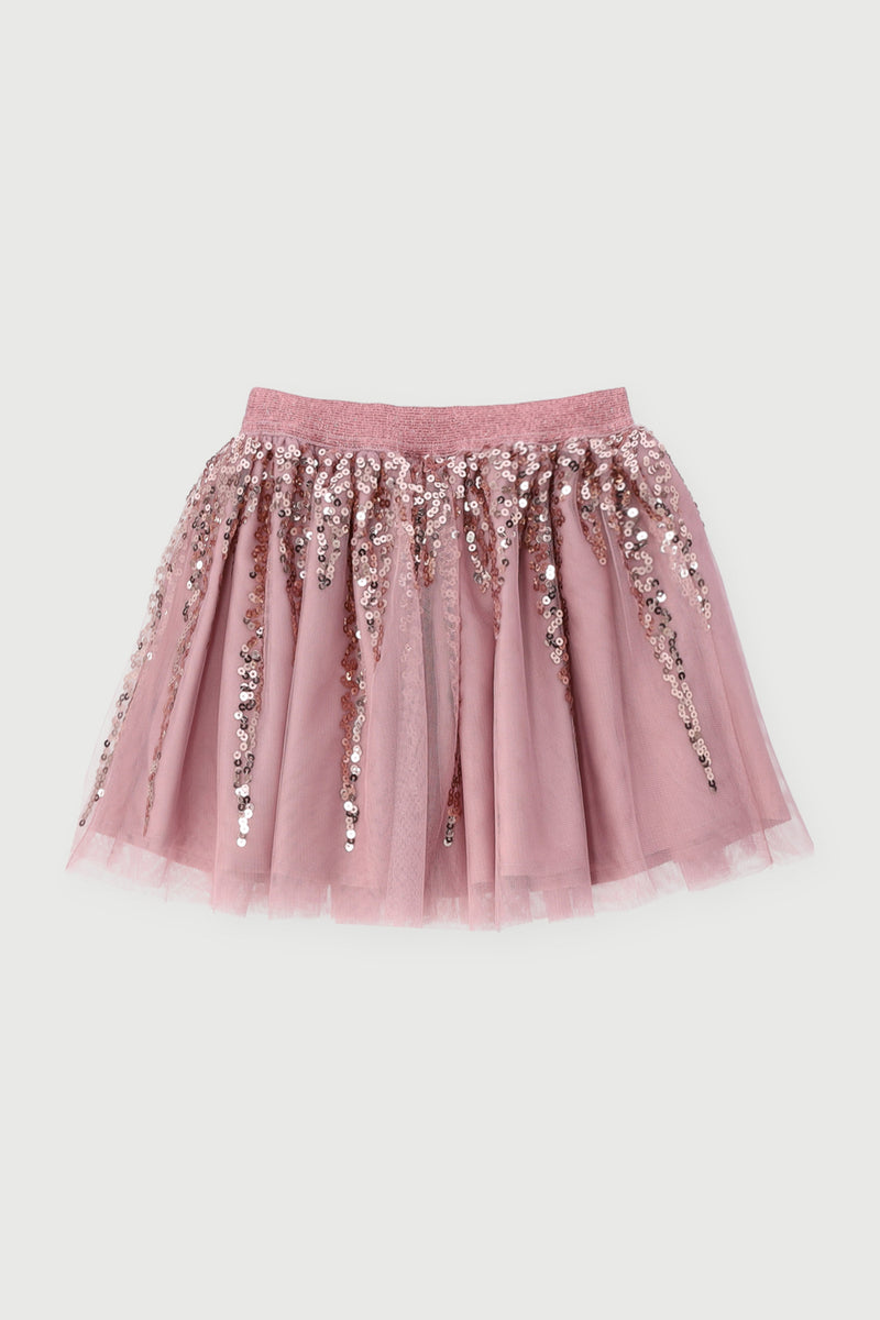 Pre-Girls Sequins Party Skirt - Blush