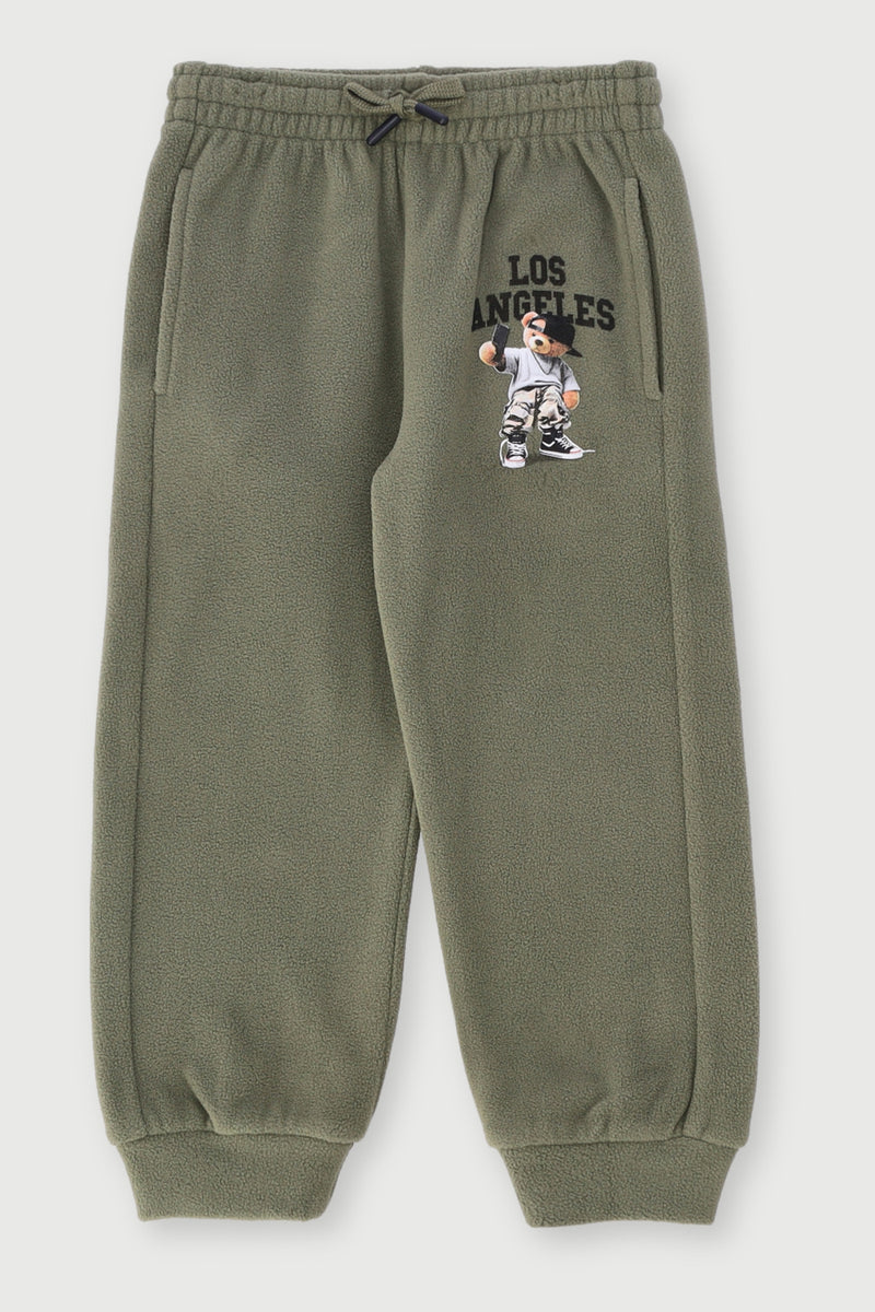 Pre-Boys Teddy Polar Fleece Jogger - Olive