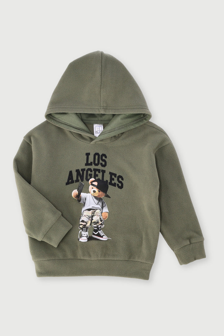 Pre-Boys Teddy Polar Fleece Hoody - Olive