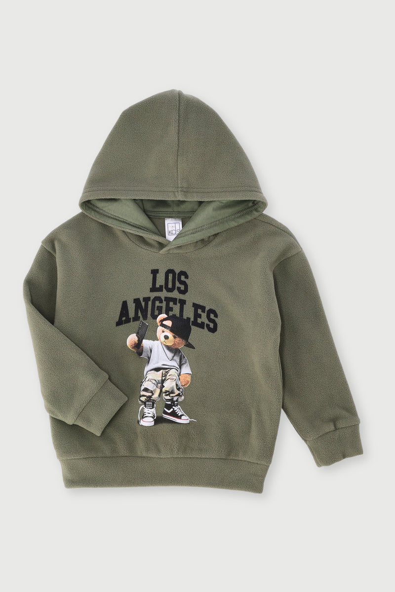Pre-Boys Teddy Polar Fleece Hoody - Olive