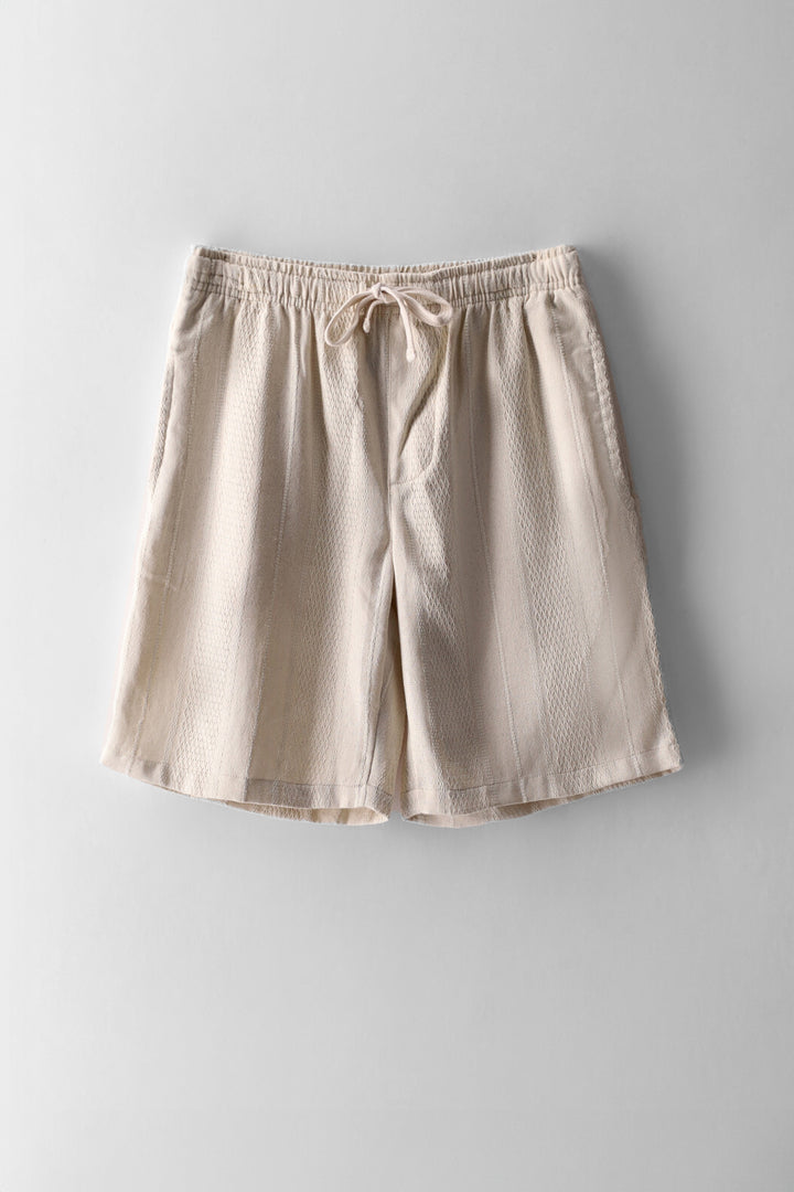 Boys Textured Cotton Short - Ecru