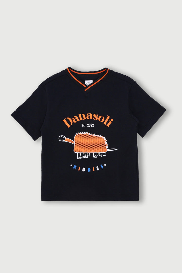 Pre-Boys Danasoli Jacquard Rib Tee - Black