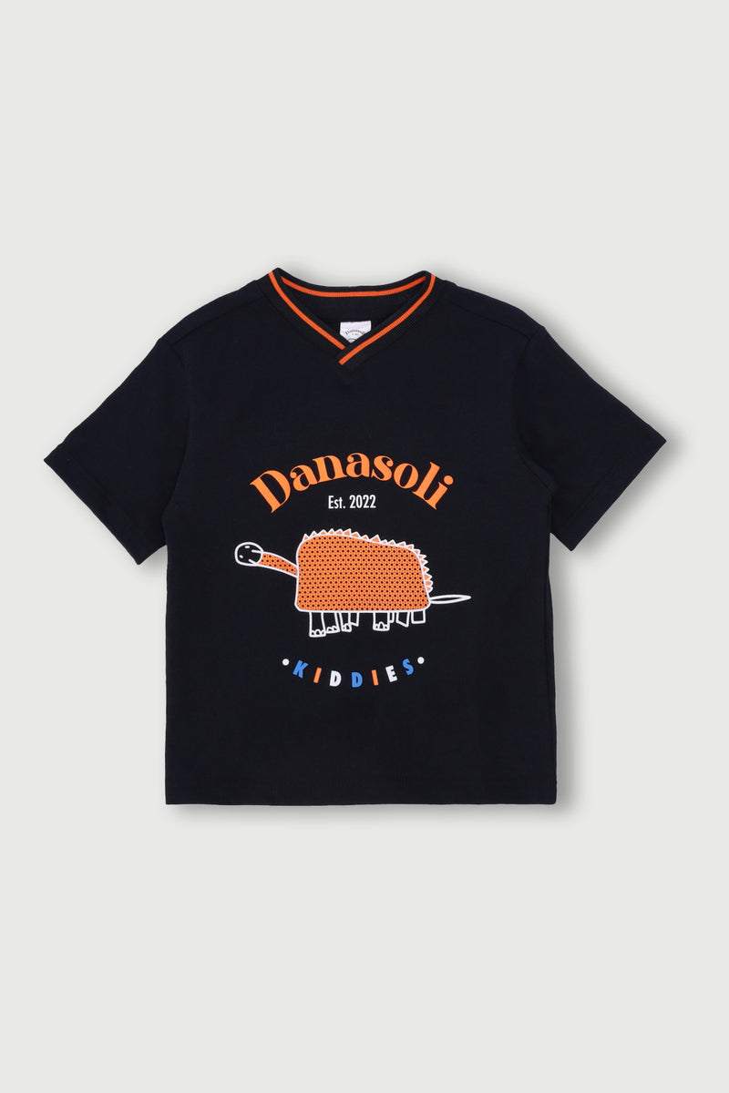 Pre-Boys Danasoli Jacquard Rib Tee - Black
