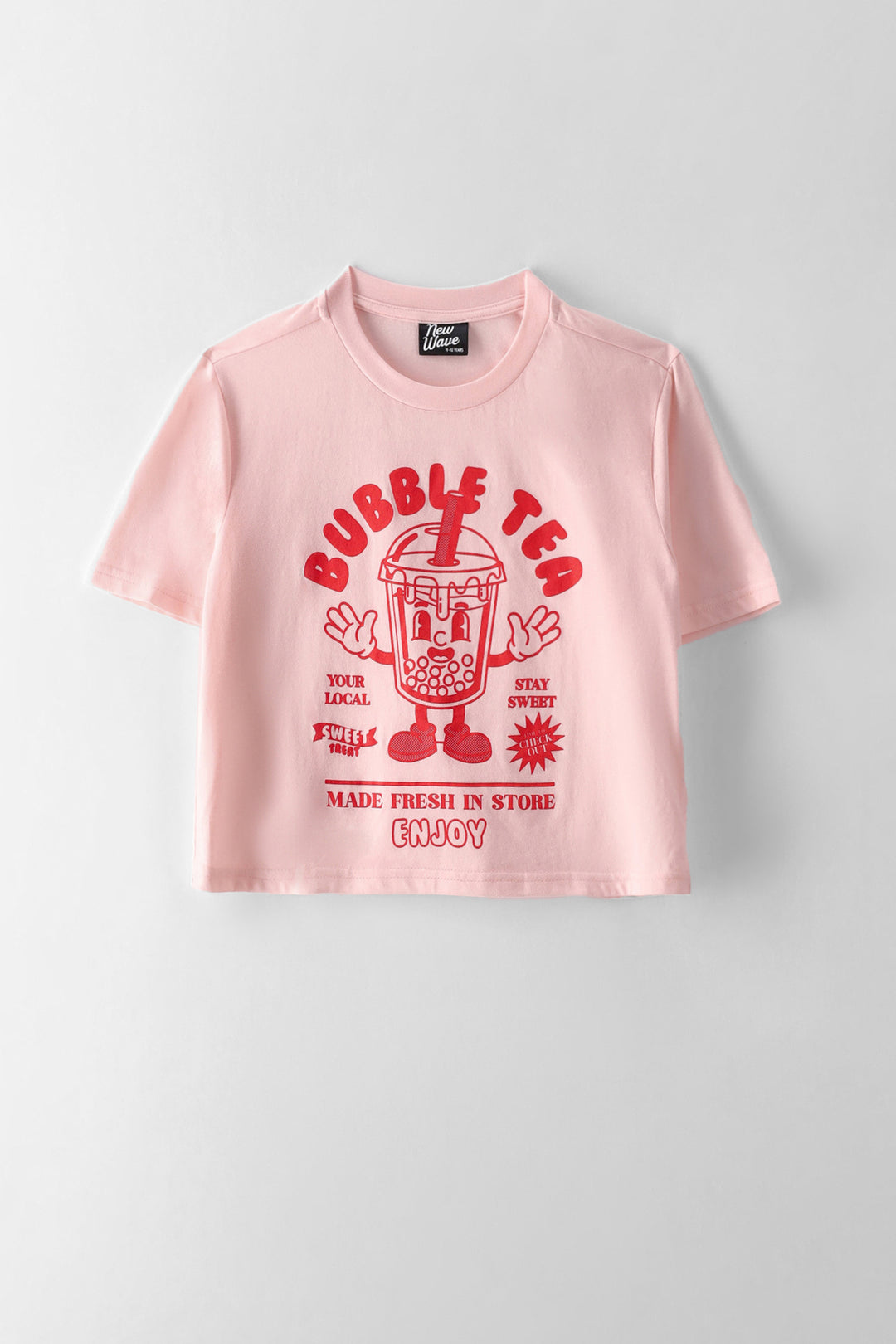 Girls Bubble Tea Boxy Tee - Pink
