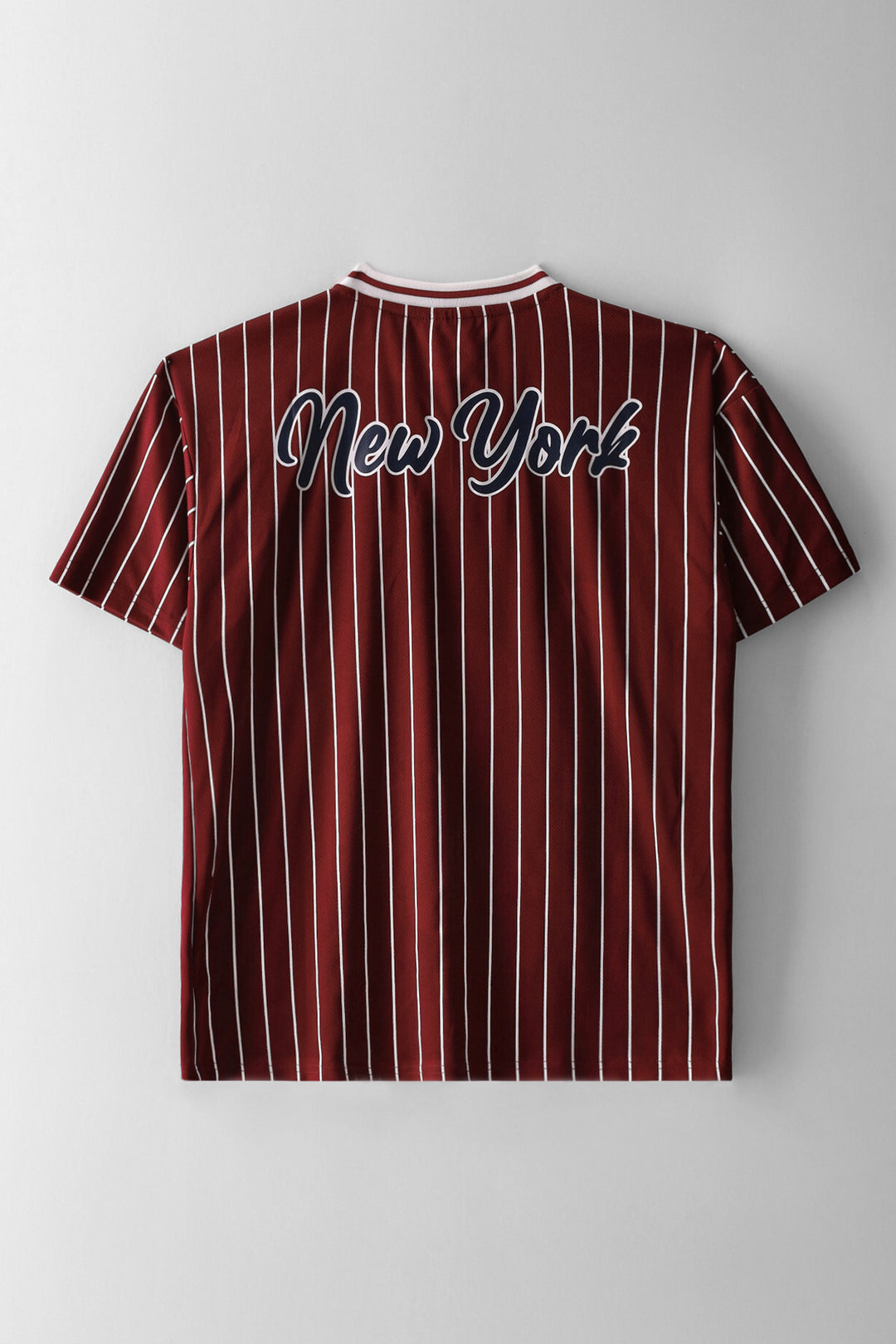 Boys Pinstripe Sports Mesh T-Shirt - Burgundy