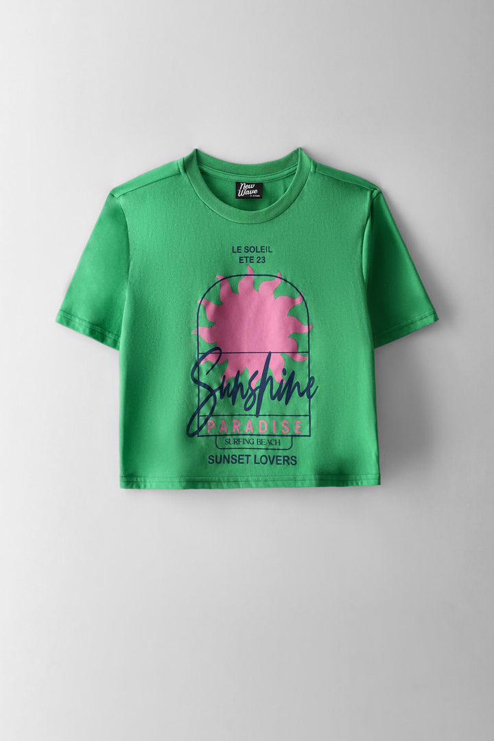 Girls Sunshine Boxy Tee - Green