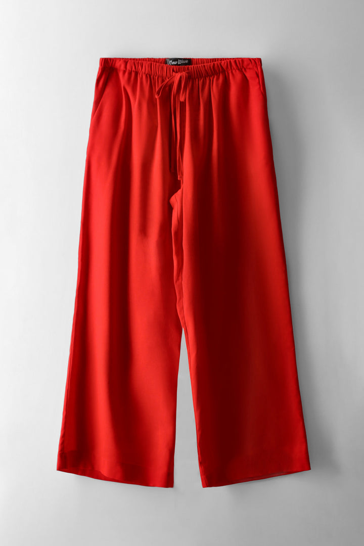 Girls Linen Pants - Red