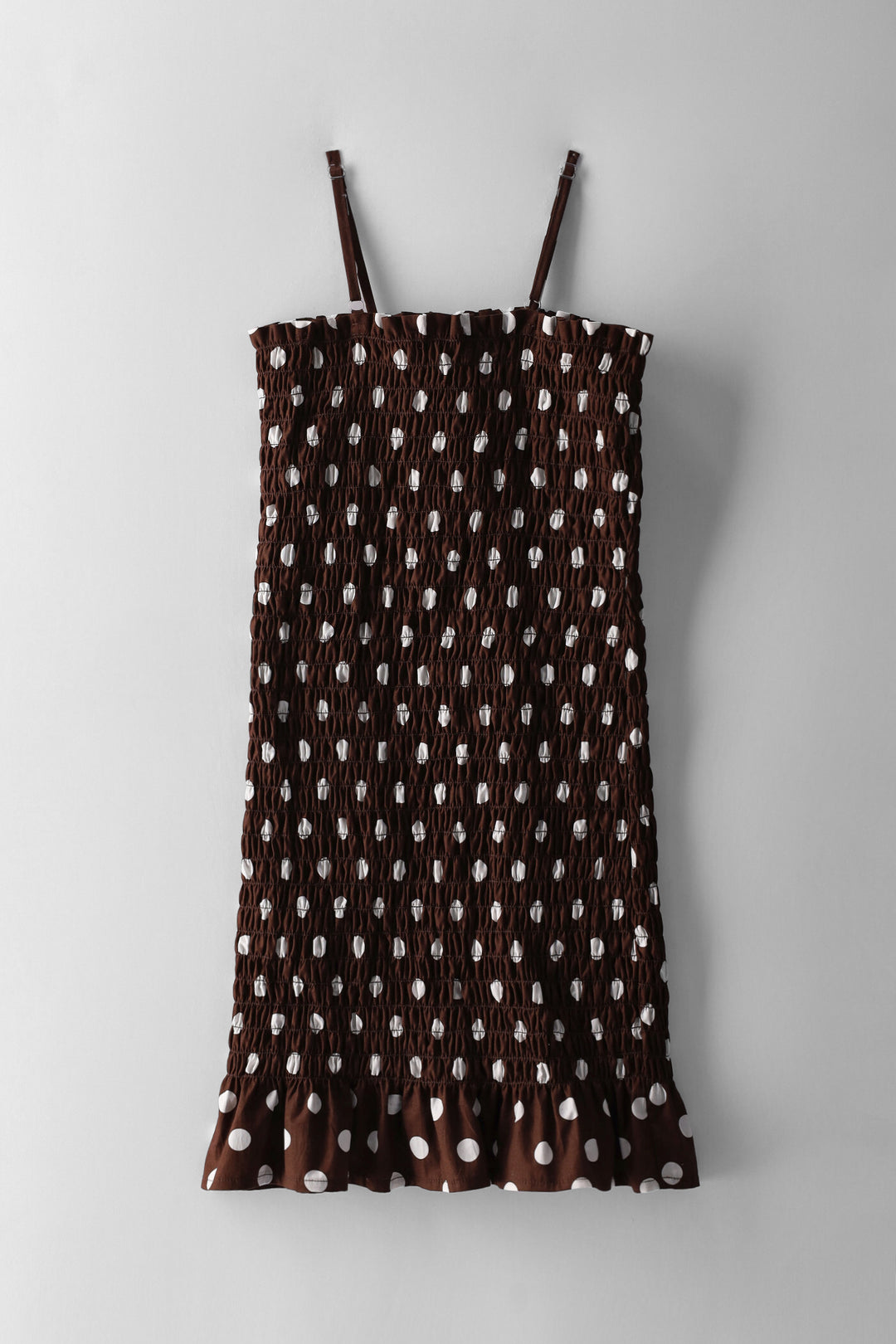Girls Fully Shirred Bodycon Dress - Brown