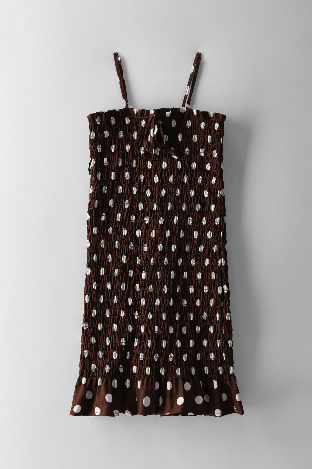 Girls Fully Shirred Bodycon Dress - Brown