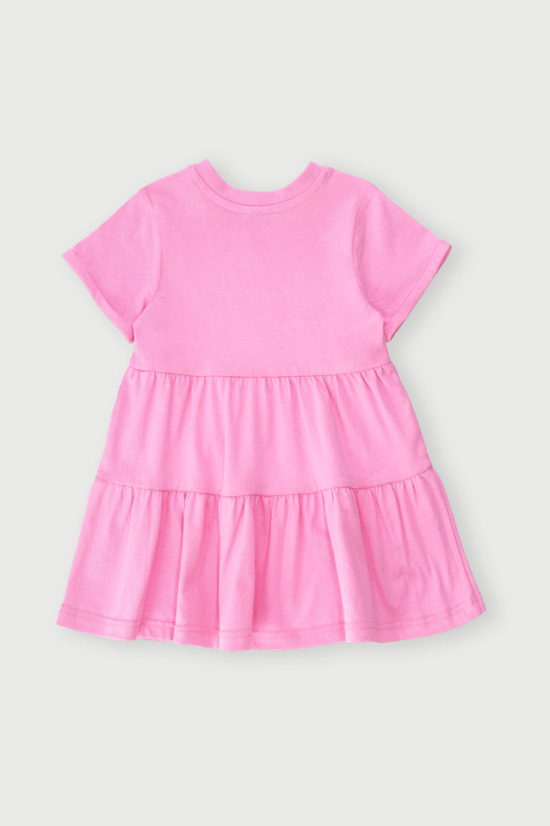Baby Girls Cat Tiered Embroidery Dress - Pink
