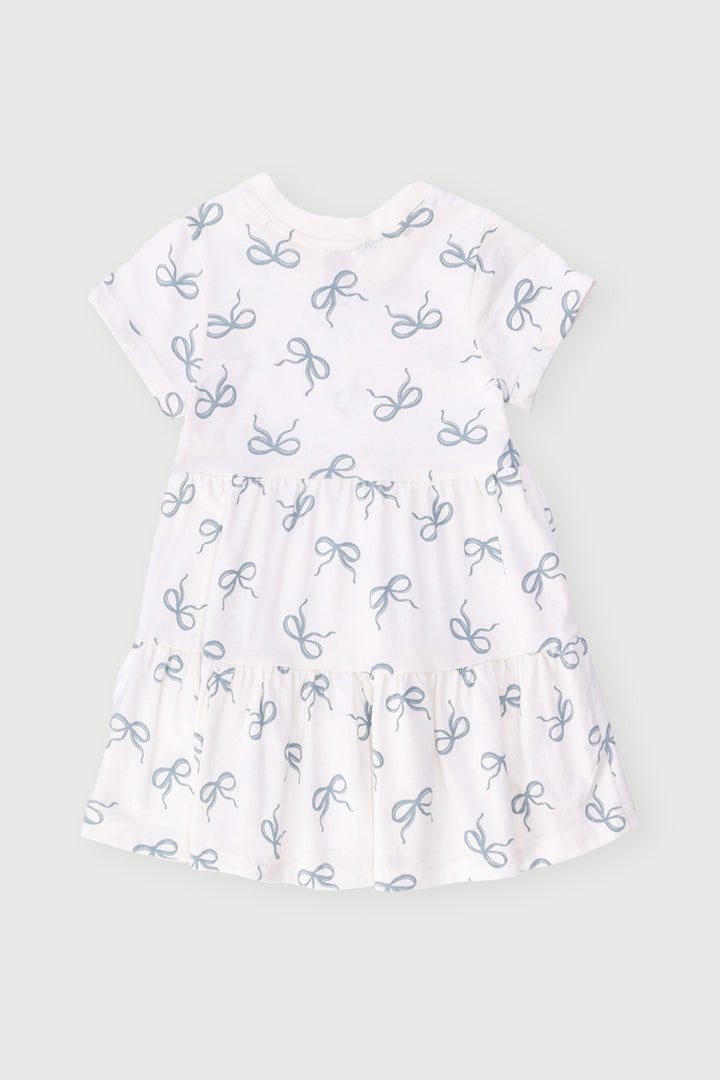 Baby Girls Rotary Bows Tiered Dress - Cream
