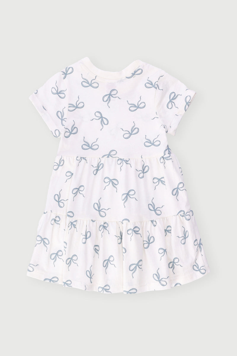 Baby Girls Rotary Bows Tiered Dress - Cream