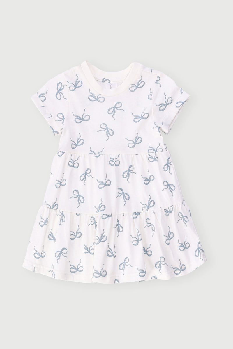 Baby Girls Rotary Bows Tiered Dress - Cream