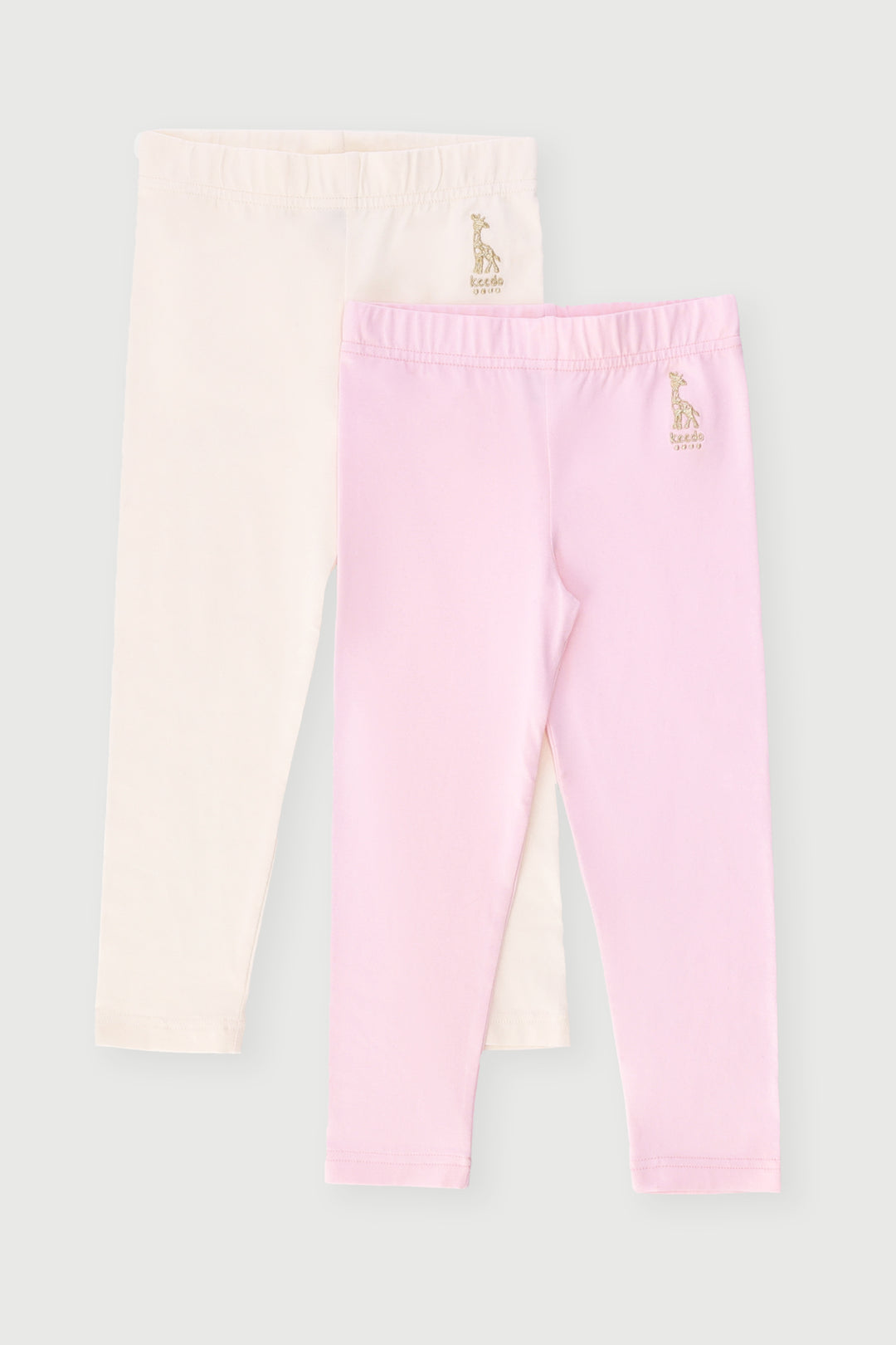 Keedo Girls 2 Pack Leggings - Pink/Cream
