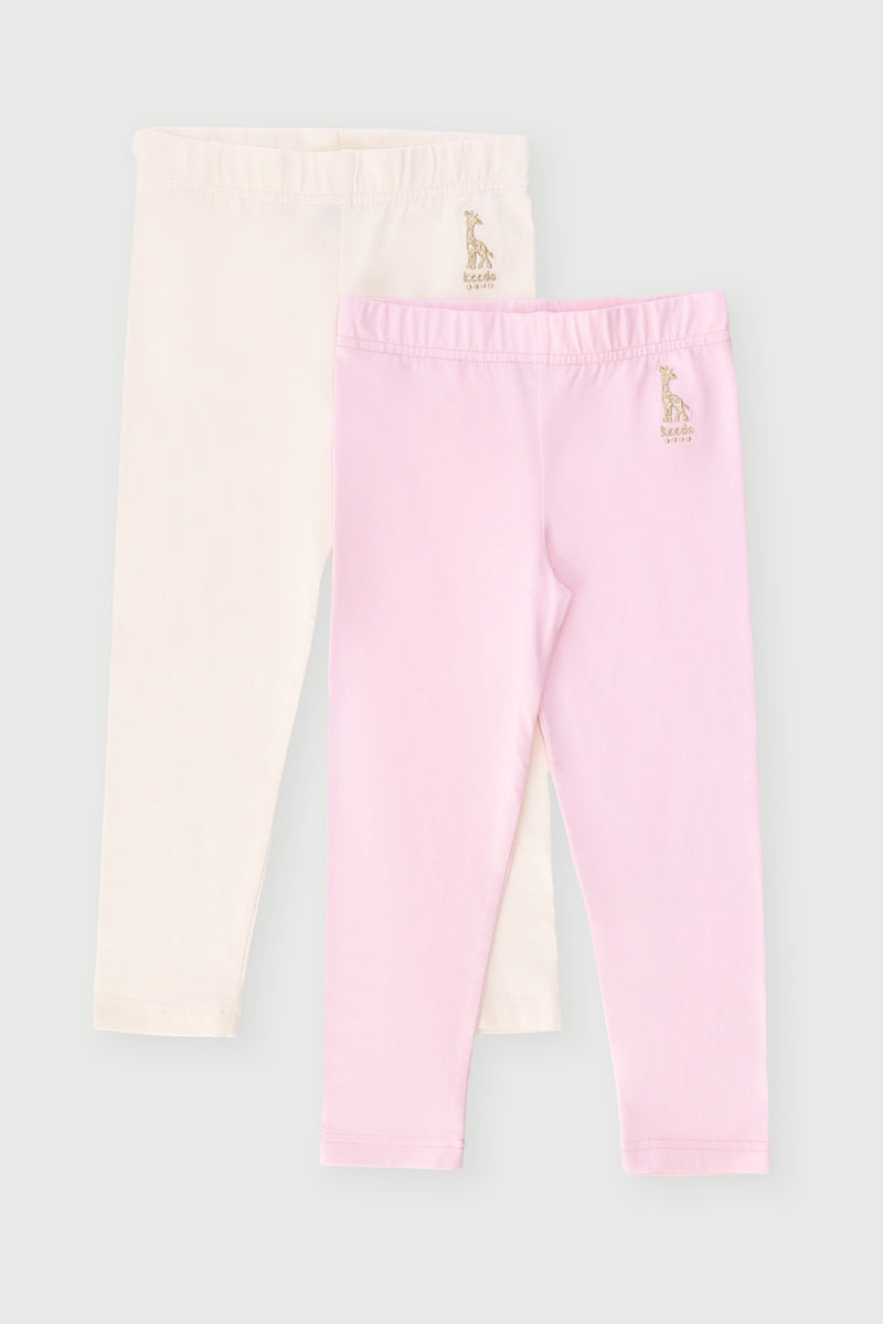 Keedo Girls 2 Pack Leggings - Pink/Cream