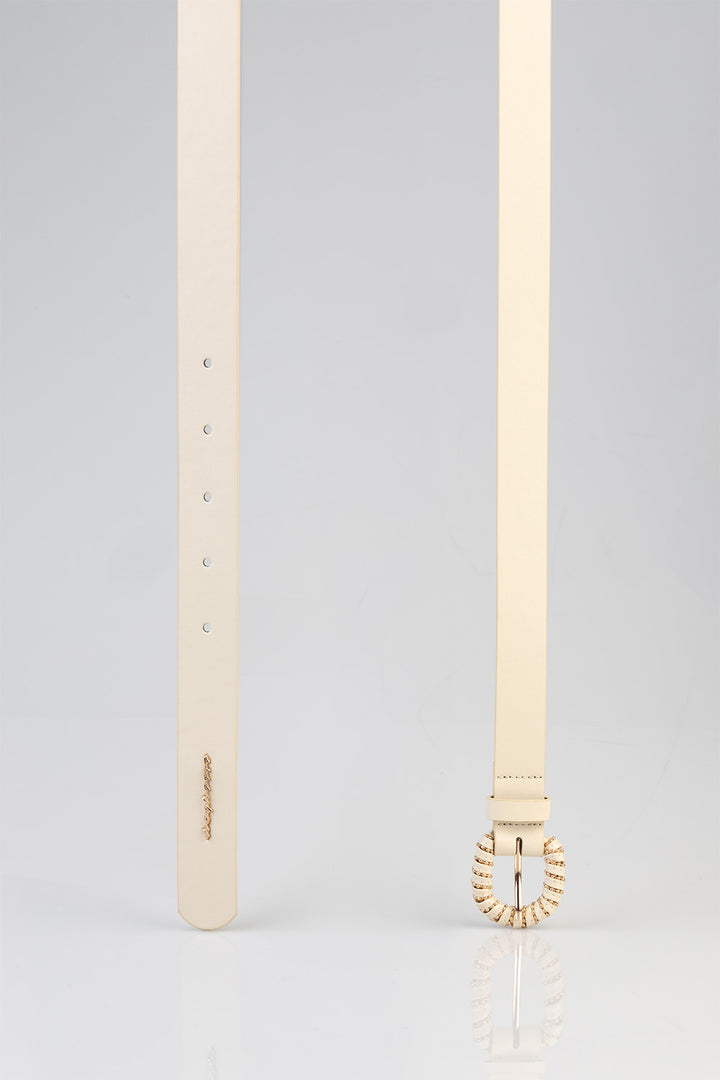 Fashion Detailed Belt - Cream