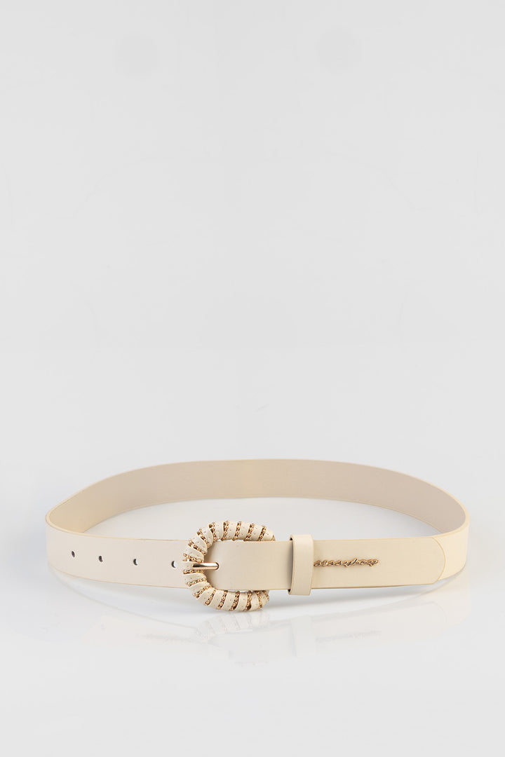 Fashion Detailed Belt - Cream