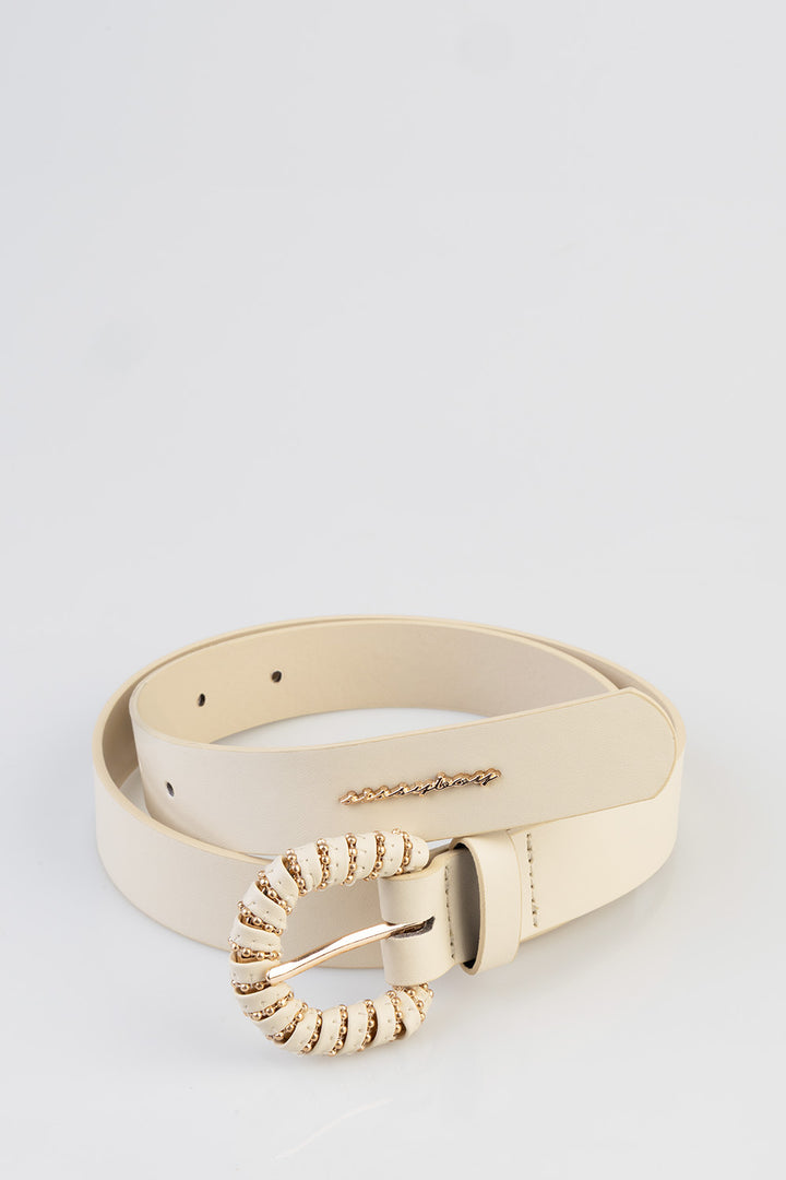 Fashion Detailed Belt - Cream