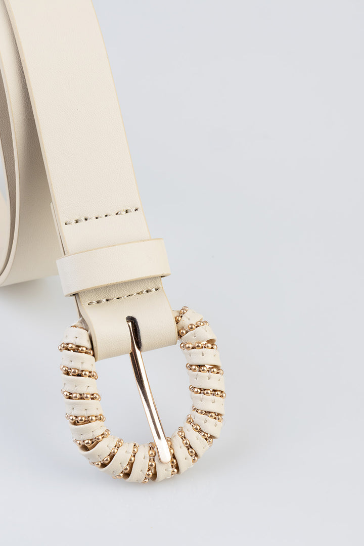 Fashion Detailed Belt - Cream