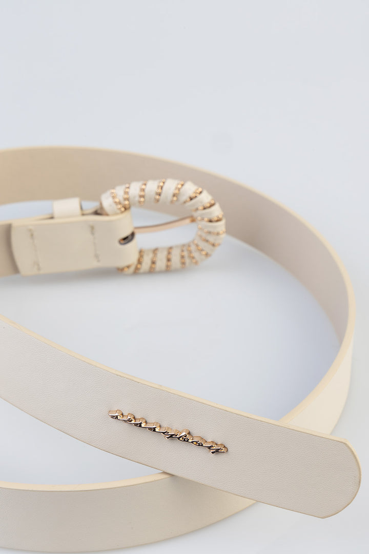 Fashion Detailed Belt - Cream