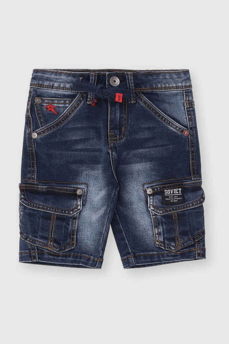Pre-Boys Mighty Cargo Denim Short - Dark Indigo
