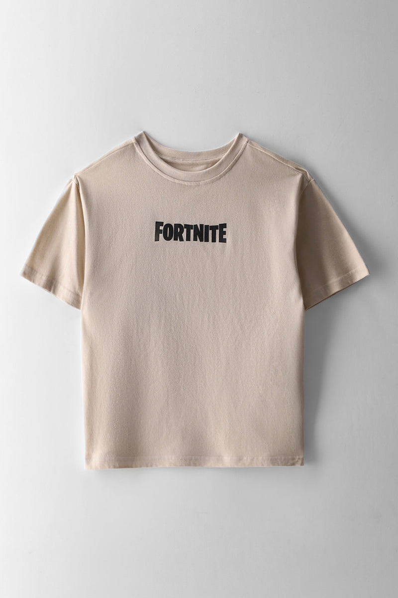 Boys Fortnite Oversized Back Print T-Shirt - Stone