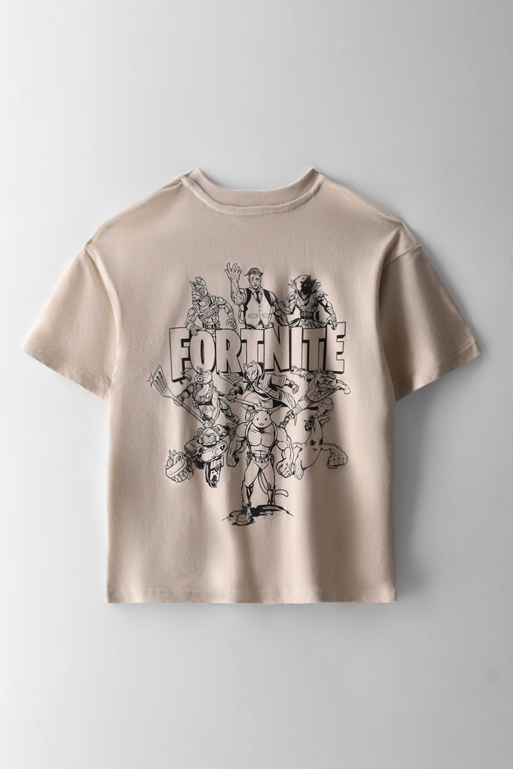 Boys Fortnite Oversized Back Print T-Shirt - Stone