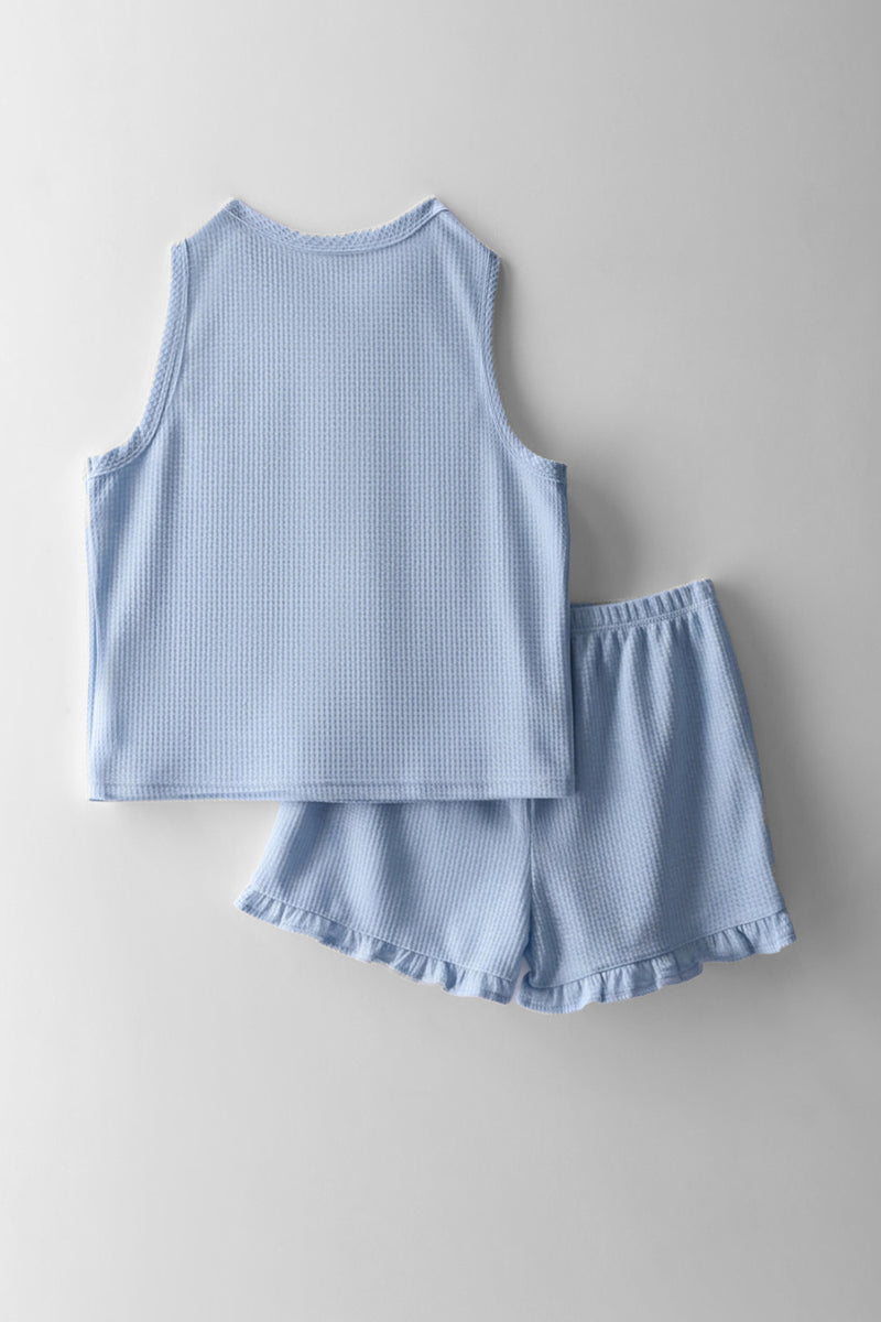Girls Bear Offline Waffle Sleep Set - Blue