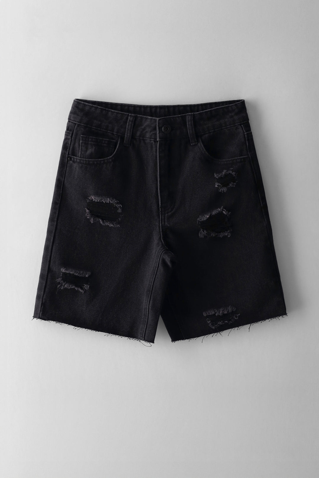 Boys Abraised Denim Short - Black