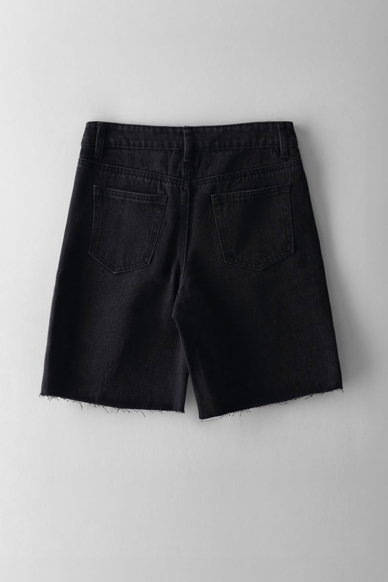 Boys Abraised Denim Short - Black