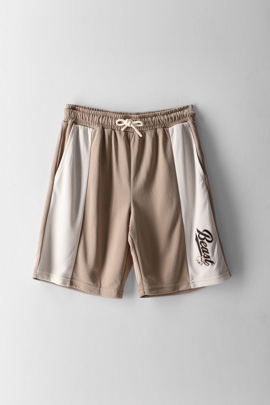 Boys Mr Beast Mesh Sport Shorts - Stone
