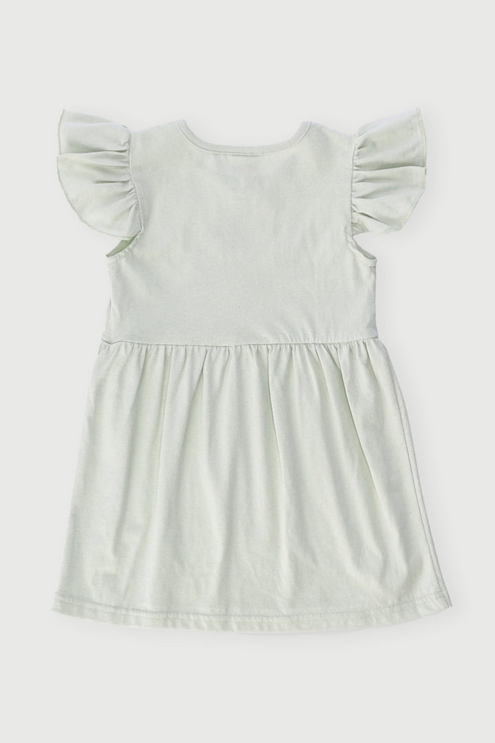Baby Girls Flower Placement Dress - Sage