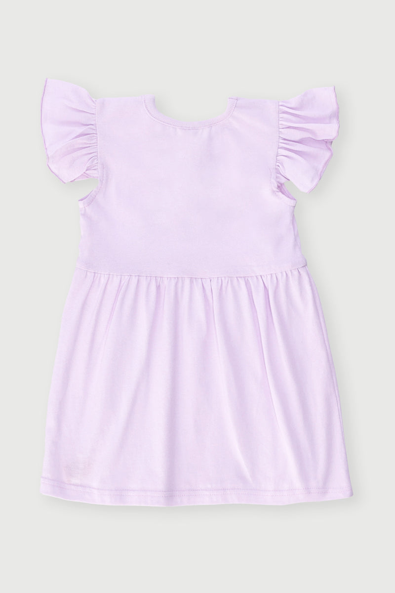 Baby Girls Cat Placement Dress - Lilac