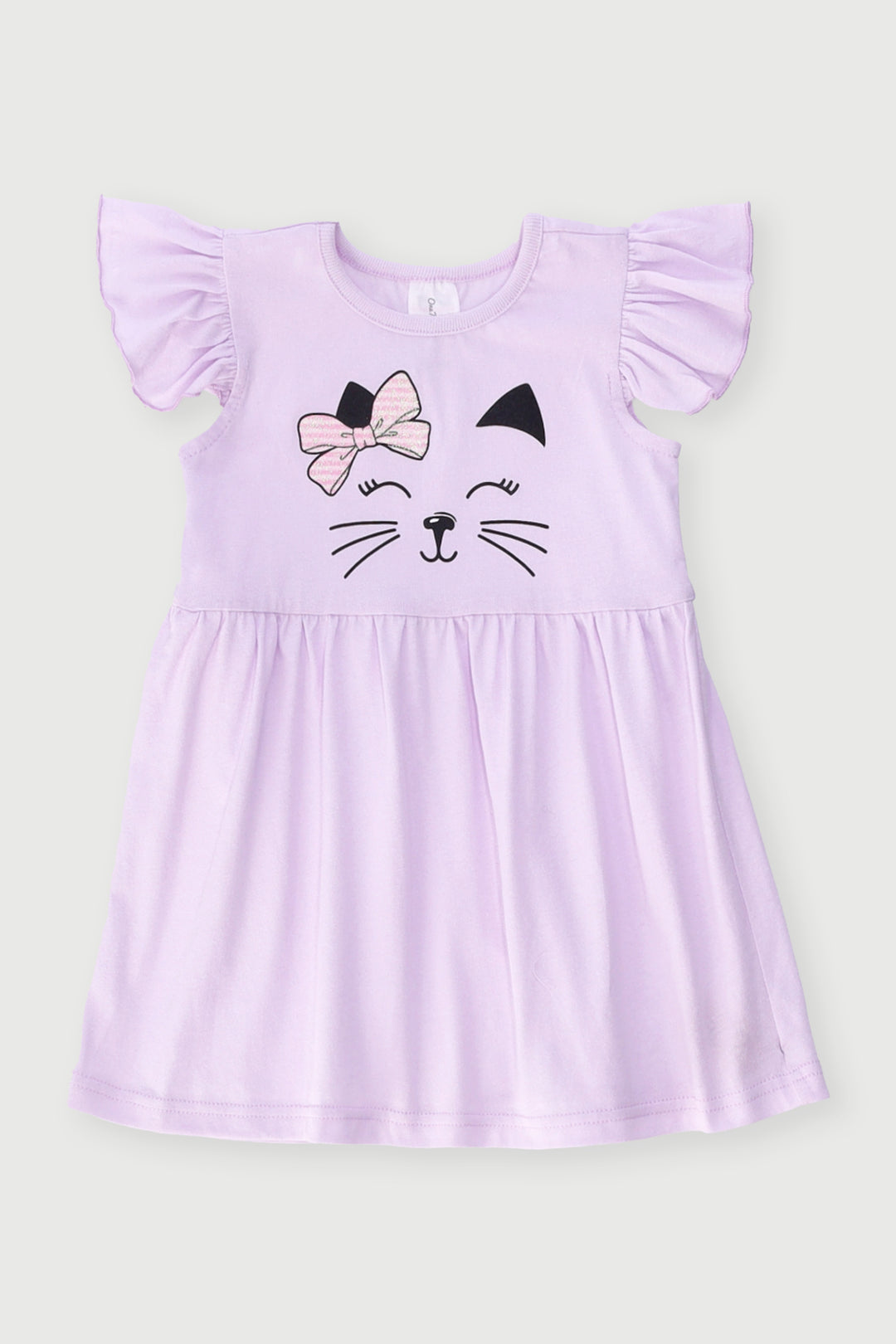 Baby Girls Cat Placement Dress - Lilac