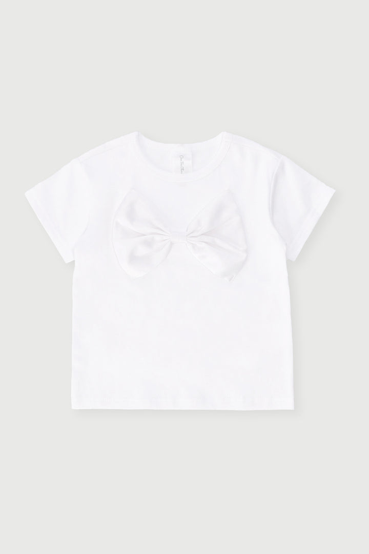 Baby Girls Bow Detail Fashion Tee - White