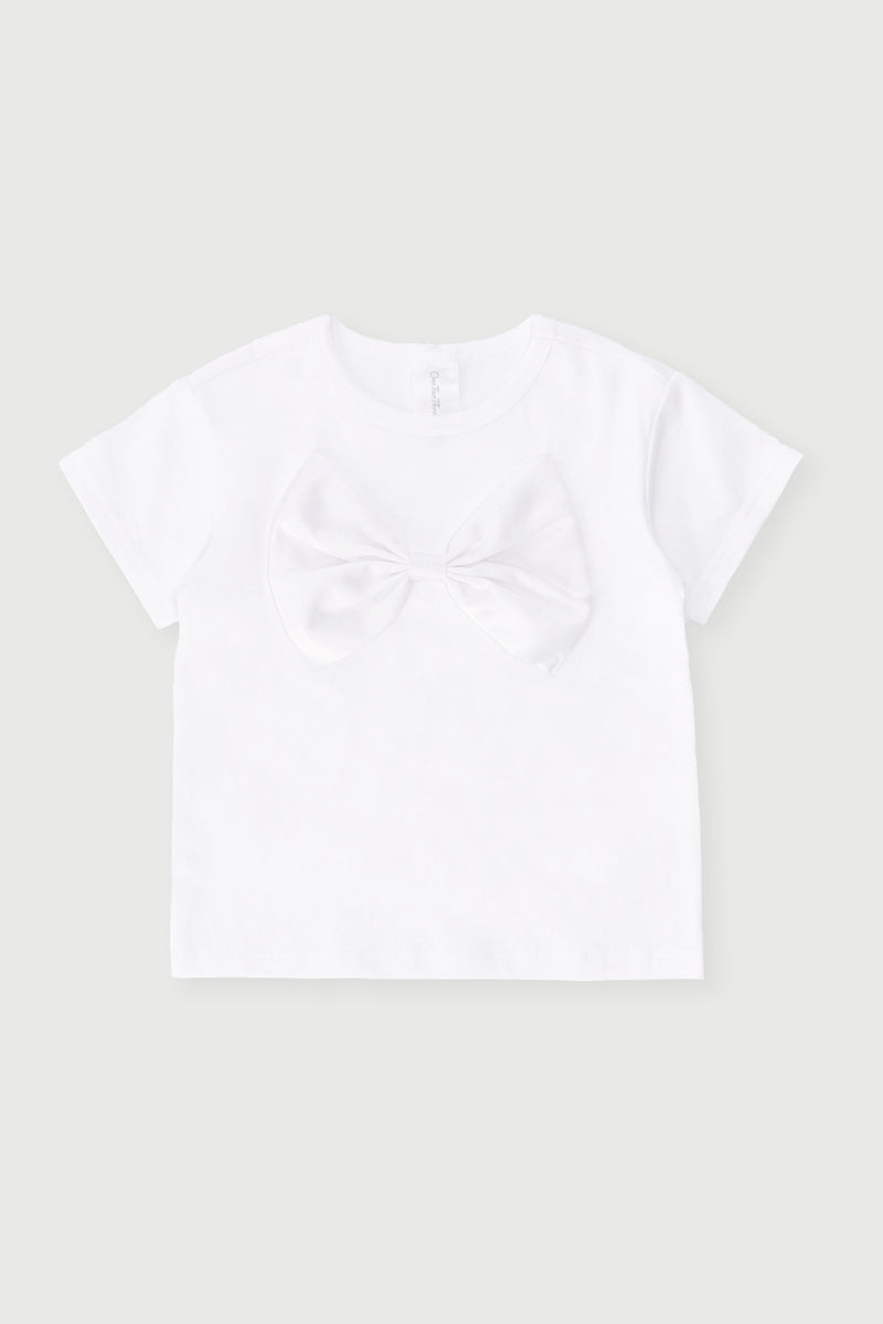 Baby Girls Bow Detail Fashion Tee - White