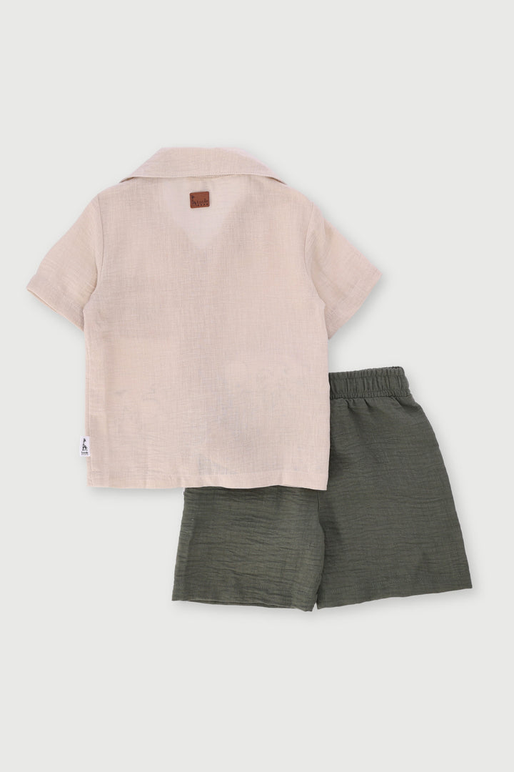 Keedo Boys Embroidered Woven Set - Olive