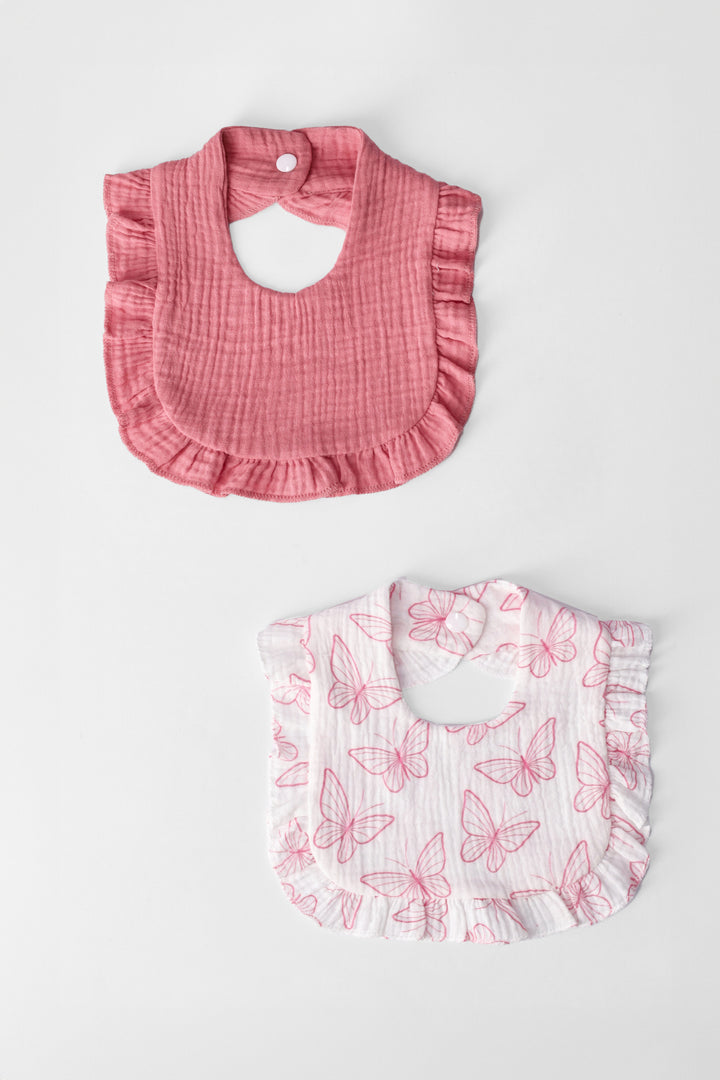 Baby Girls 2 Pack Butterfly Bib - Pink