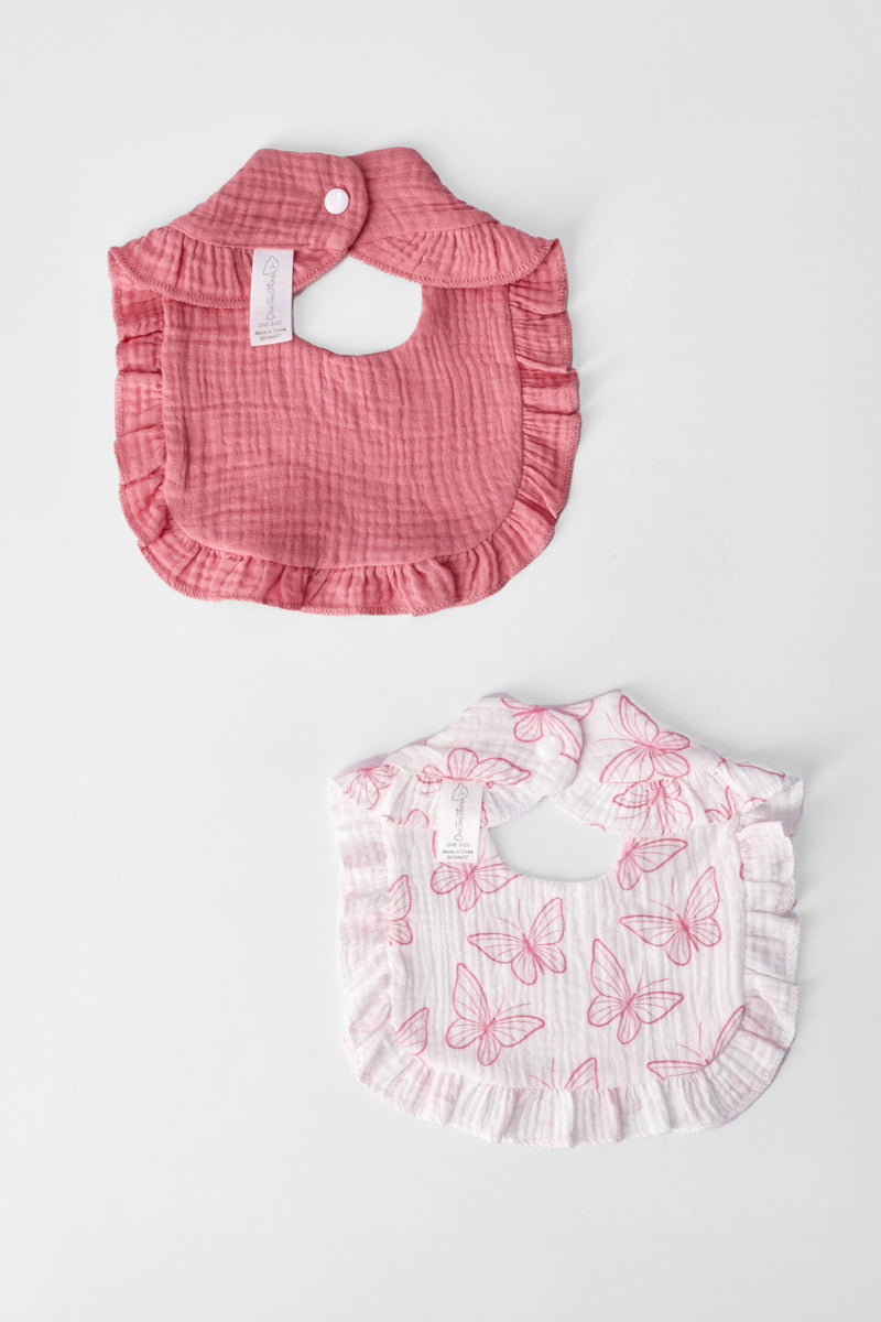 Baby Girls 2 Pack Butterfly Bib - Pink