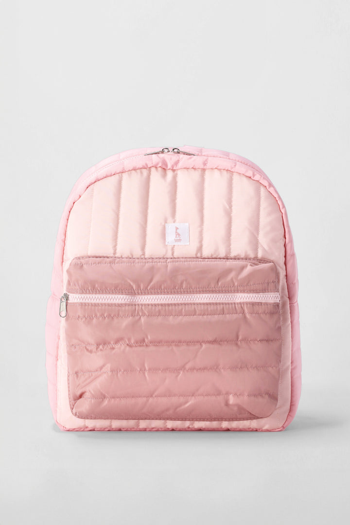 Keedo Nylon Quilted Colour Block Backpack - Mauve