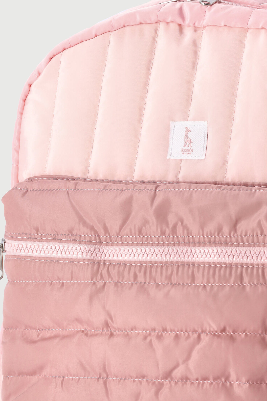 Keedo Nylon Quilted Colour Block Backpack - Mauve