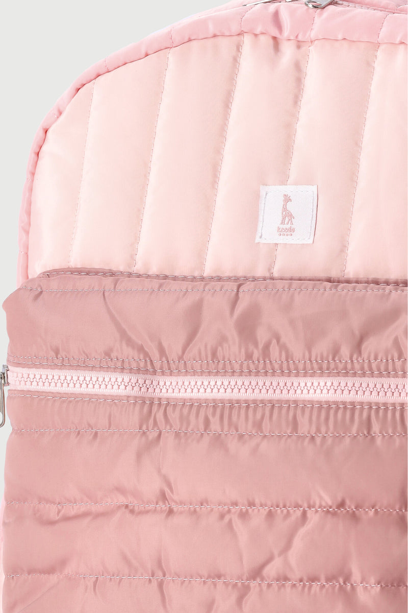 Keedo Nylon Quilted Colour Block Backpack - Mauve