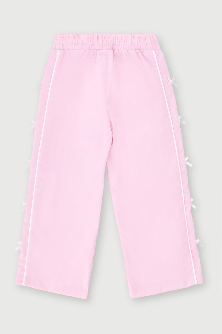 Pre-Girls Bow Detail Taslon Pants - Pink