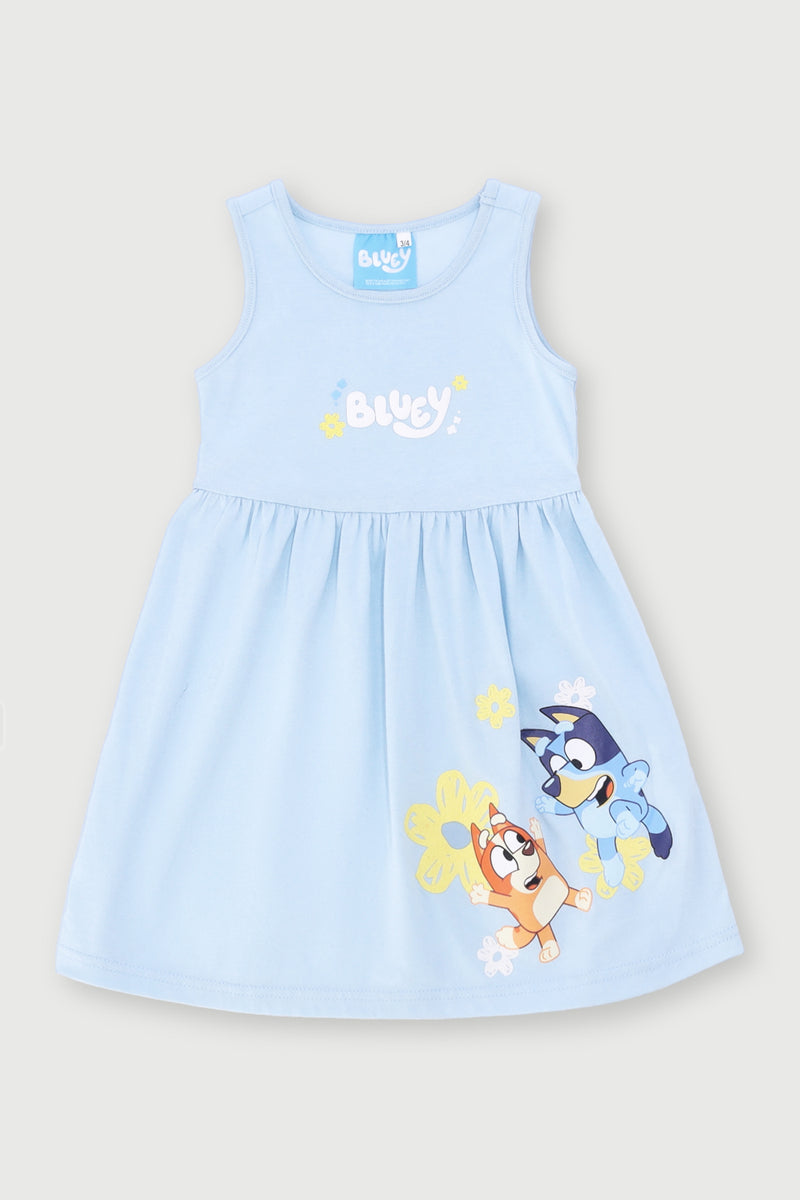 Pre-Girls Bluey Knit Dress - Light Blue