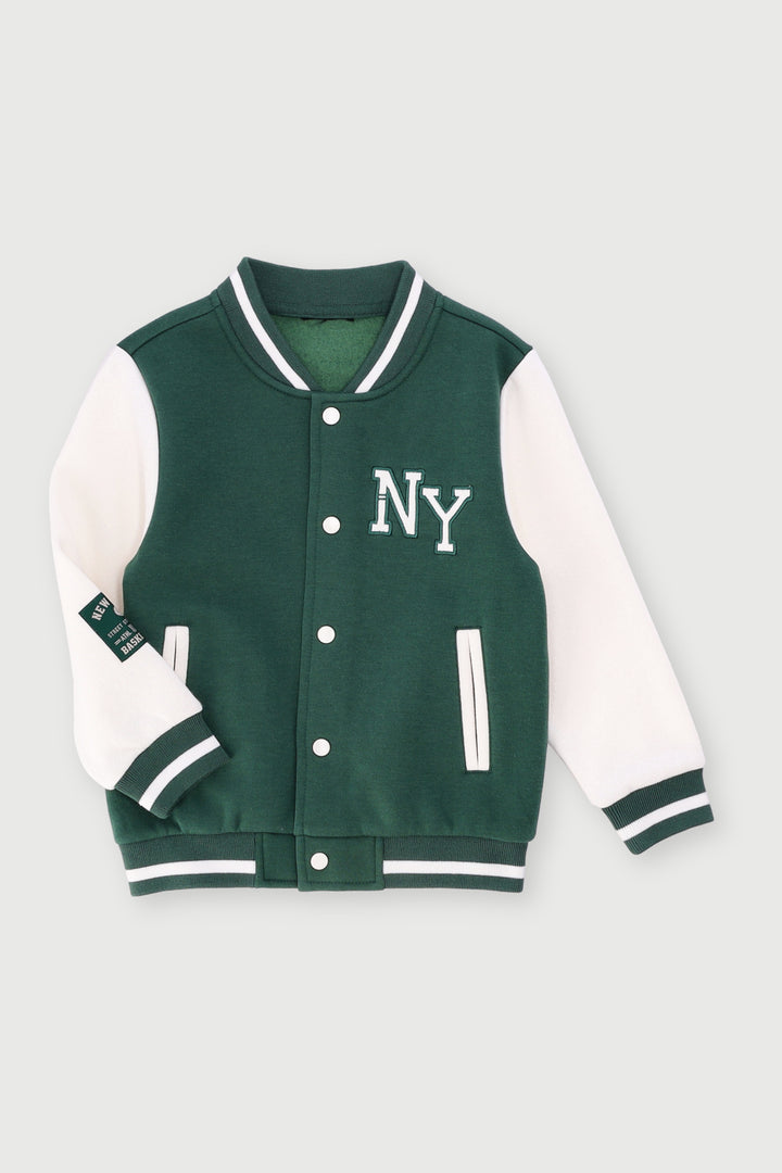 Pre-Boys Ny Fleece Bomber Jacket - Dark Green