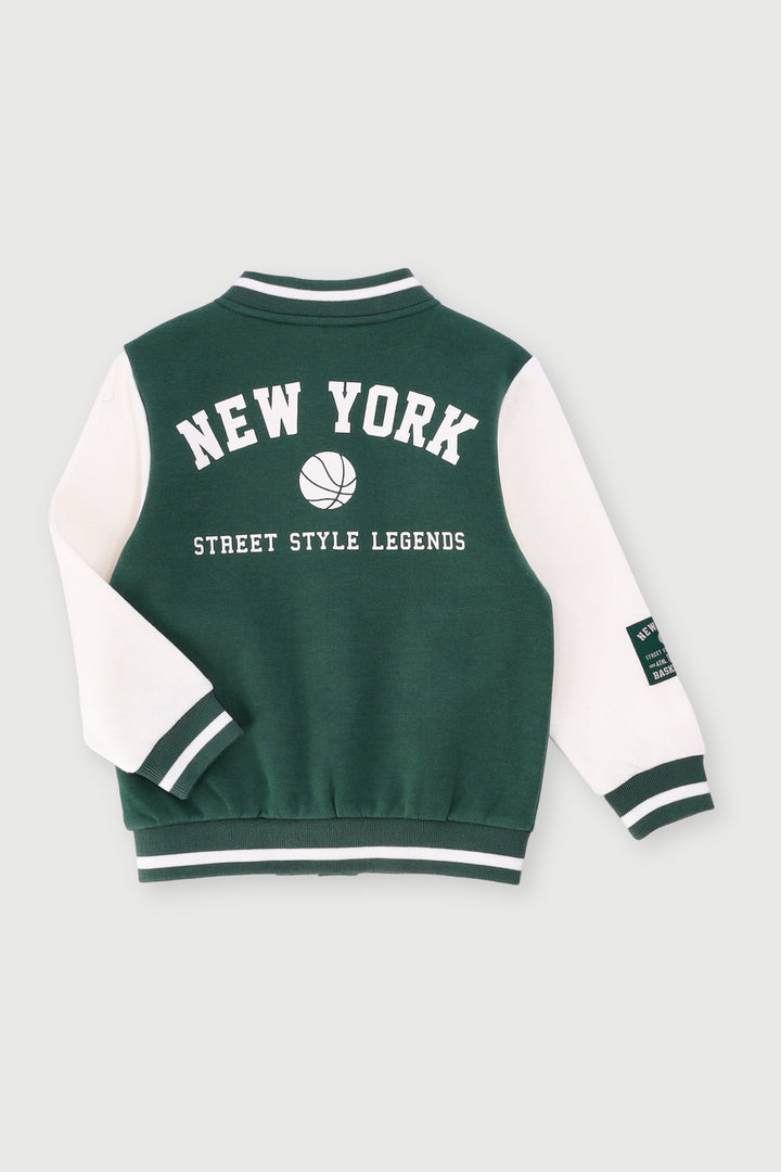 Pre-Boys Ny Fleece Bomber Jacket - Dark Green