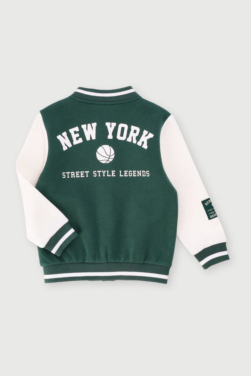 Pre-Boys Ny Fleece Bomber Jacket - Dark Green