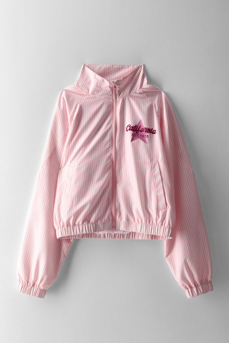 Girls Cali Stripe Transitional Jacket - Pink