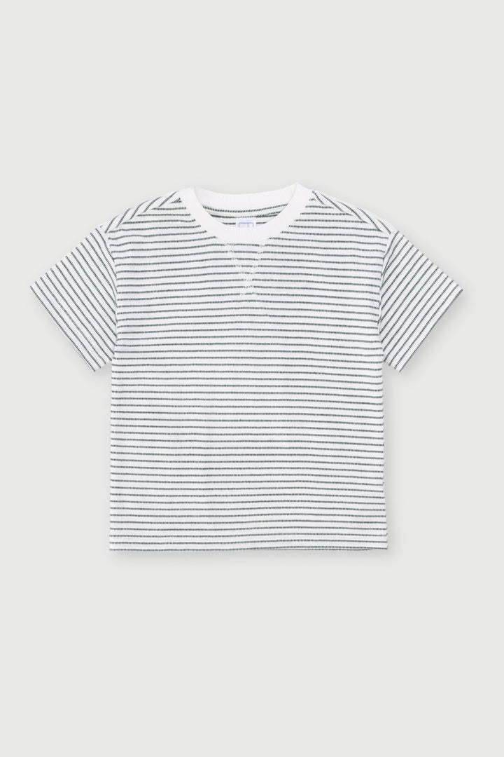 Pre-Boys Stripe Textured Tee - White