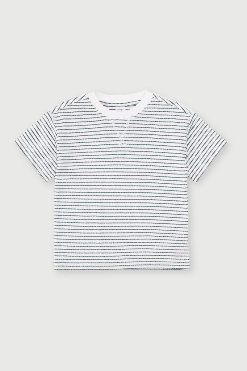 Pre-Boys Stripe Textured Tee - White